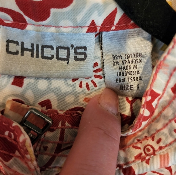 Chico's floral shacket. Orange cream.  Size 1 or 8. - Picture 3 of 14